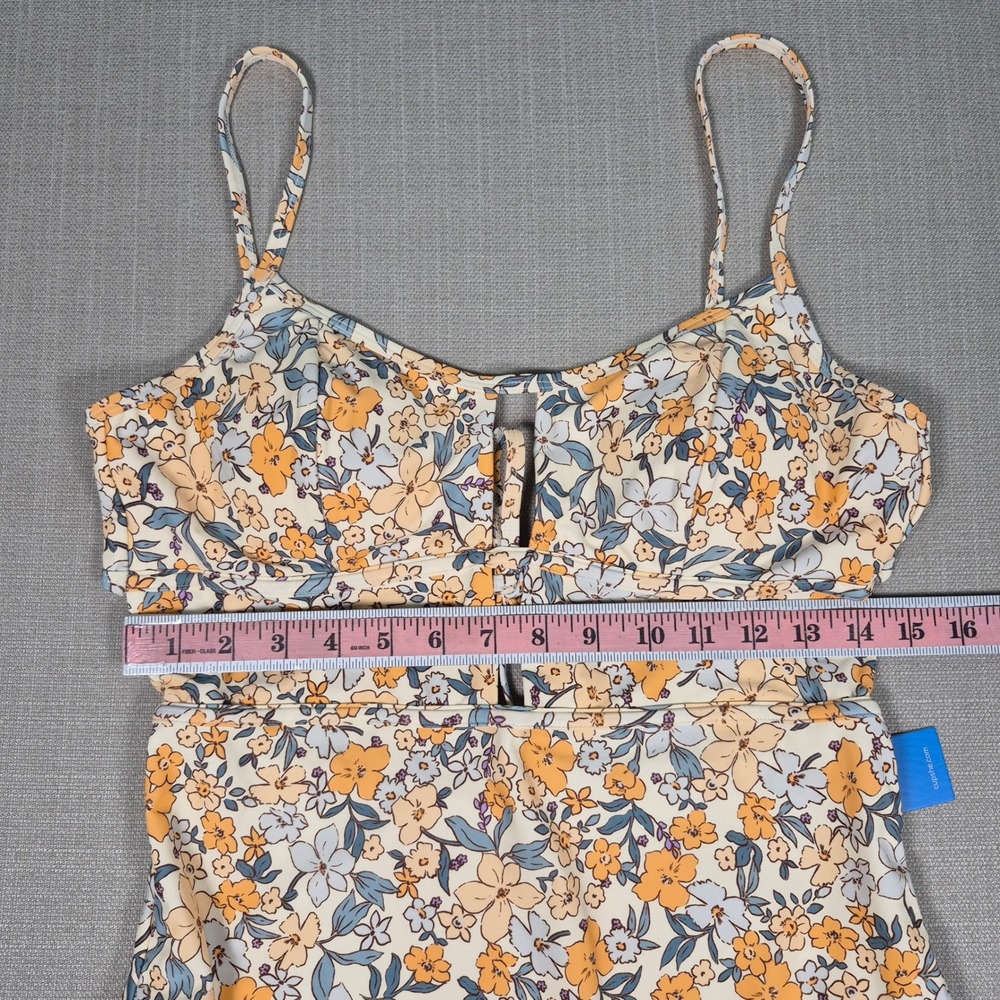 Cupshe Womens Floral Cutout One Piece Swimsuit Yellow Blue Size L New NWT - Picture 4 of 11